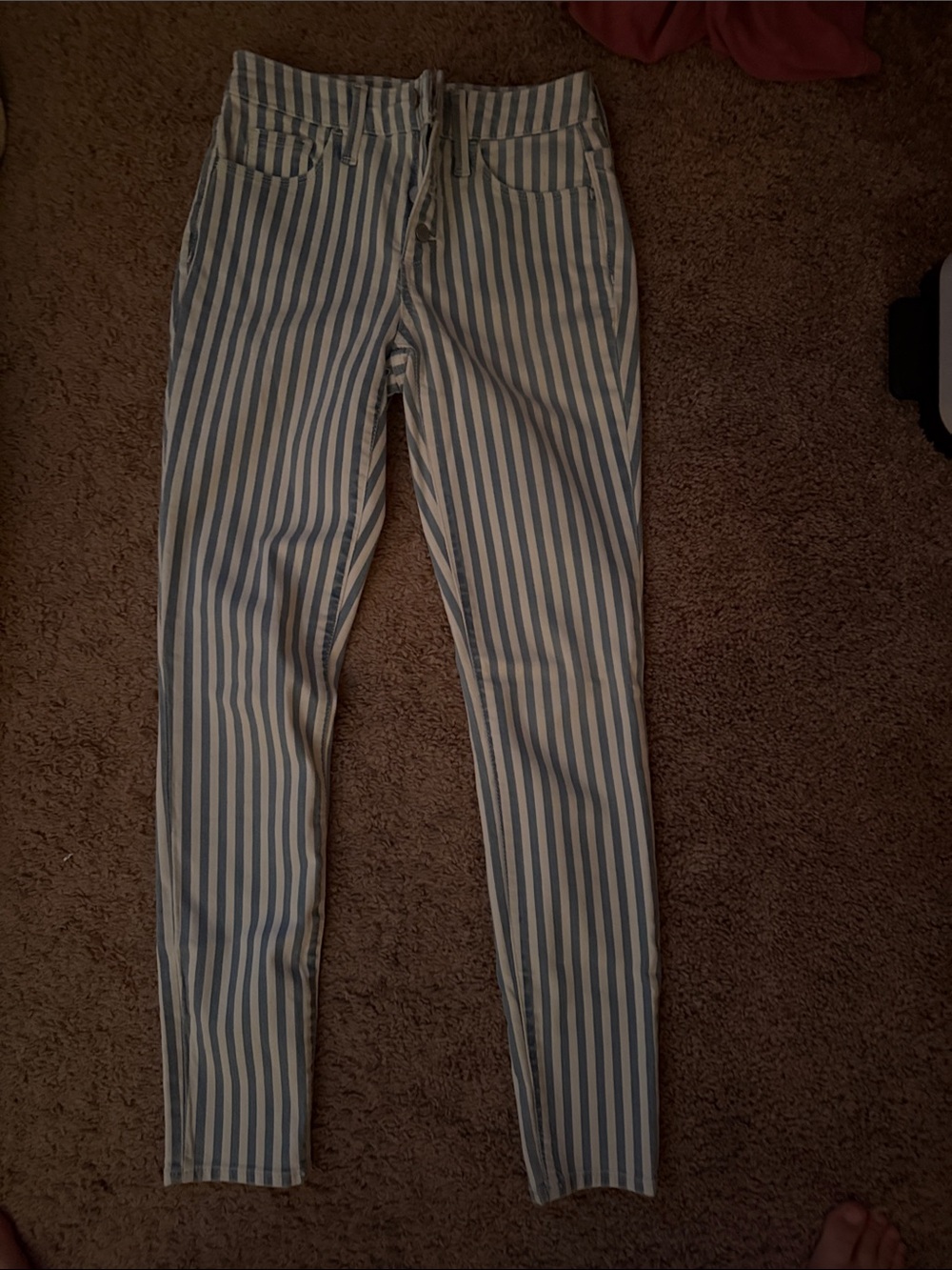Striped Skinny Jeans - Blue & White (universal thread)